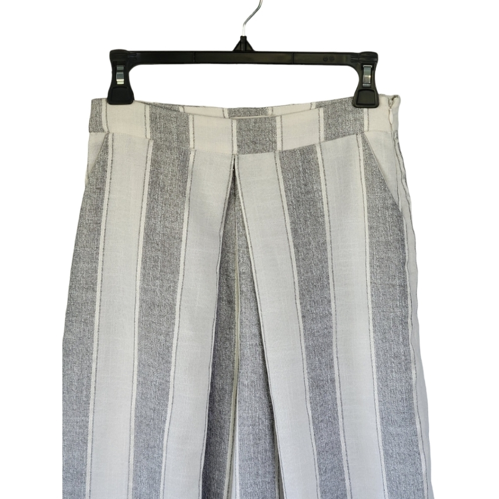 ILLA ILLA Cropped Wide Leg Pants Small‎ Coastal Chic Minimalist Striped - Picture 8 of 11